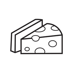 Vector linear icon with piece of cheese