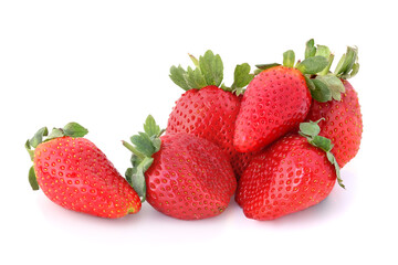 Several tasty strawberries isolated on white