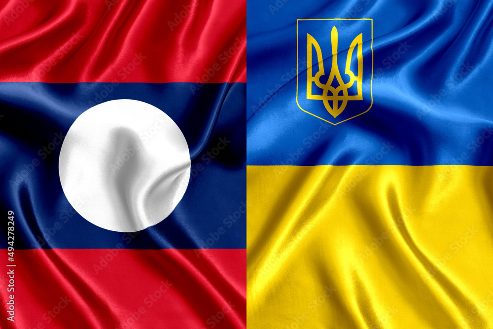 Sticker Flag of Laos and Ukraine