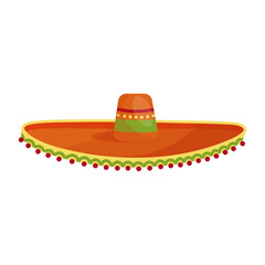 Mexican sombrero hat.Traditional accessory.Cartoon vector graphic.
