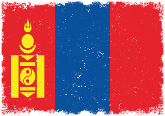 Illsutrated of Mongolia grunge flag