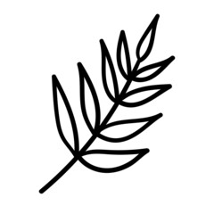 Branch with Leaves. Hand drawn vector isolated Cartoon Botanical illustration.