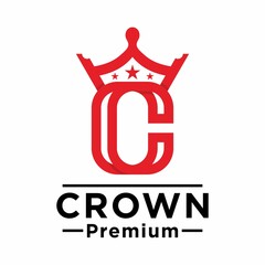 Initial letter c with crown logo design inspiration Premium Vector