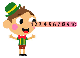 Pinocchio vector, drawing on numbers for children