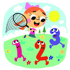 Vector, drawing on numbers for children