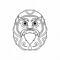 Hand drawn Daruma doll coloring page, Vector illustration eps.10