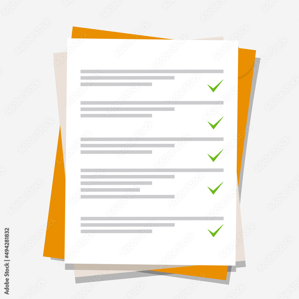 Poster documents icon. stack of paper sheets. confirmed or approved document. flat illustration isolated