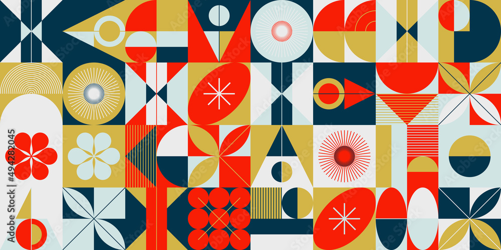 Poster scandi art made with scandinavian inspired graphics using abstract vector geometric shapes