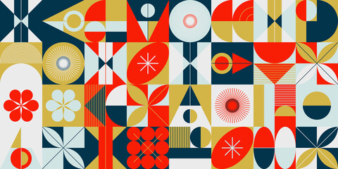 Scandi Art Made With Scandinavian Inspired Graphics Using Abstract Vector Geometric Shapes - 494282045