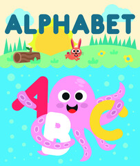 Obraz na płótnie Canvas Vector, drawing on alphabet for children
