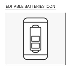  Energy line icon. Half charge smartphone battery. Battery concept. Isolated vector illustration. Editable stroke