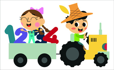 Vector, drawing on numbers for children