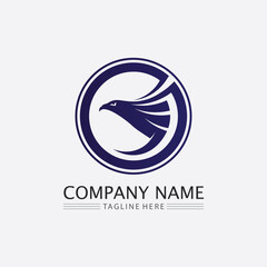 Birds and swallow dove logo design and vector animal wings and flying bird