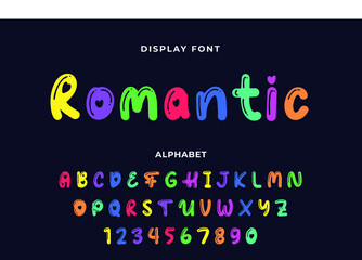 Line condensed alphabet and font. Colorful uppercase outline letters. Type, typography letter line font in colored rainbow style. Hand-drawn modern narrow sans serif cartoon font for headline. Vector.