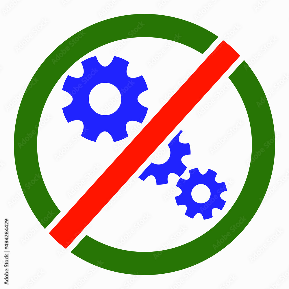Poster do not repair. no settings. icon prohibition gear. shopping cart isolated minimal single flat linear