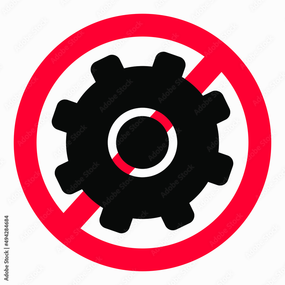 Poster do not repair. no settings. icon prohibition gear. shopping cart isolated minimal single flat linear