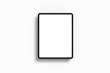 Empty screen tablet computer mock-up view on white background