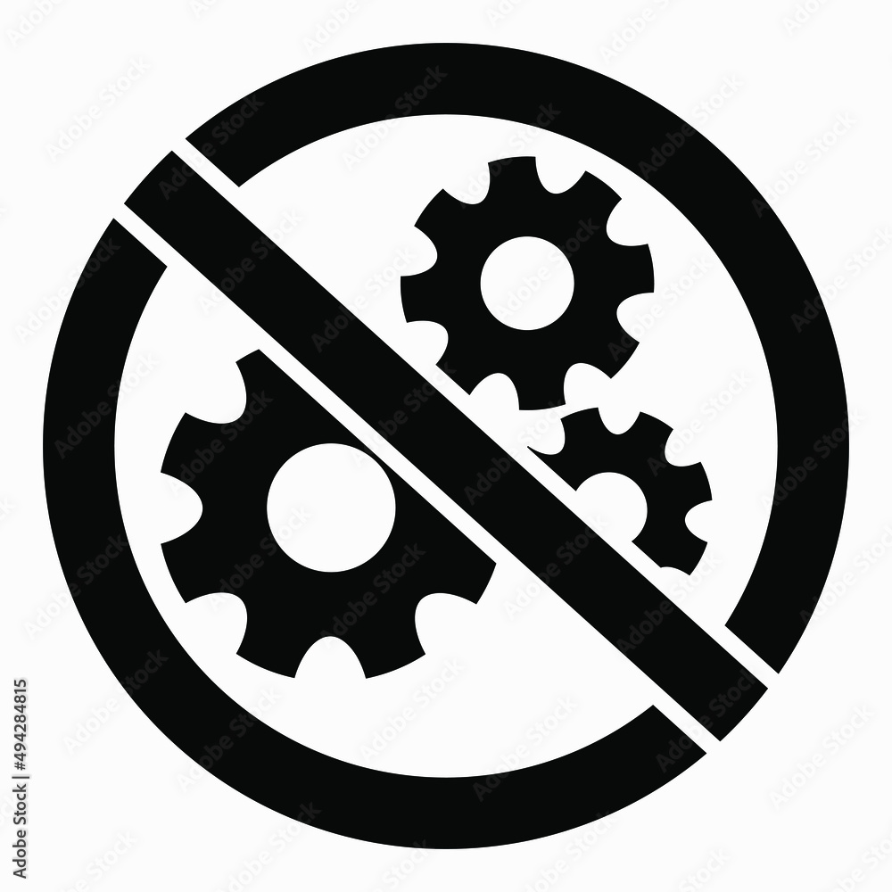 Poster do not repair. no settings. icon prohibition gear. shopping cart isolated minimal single flat linear