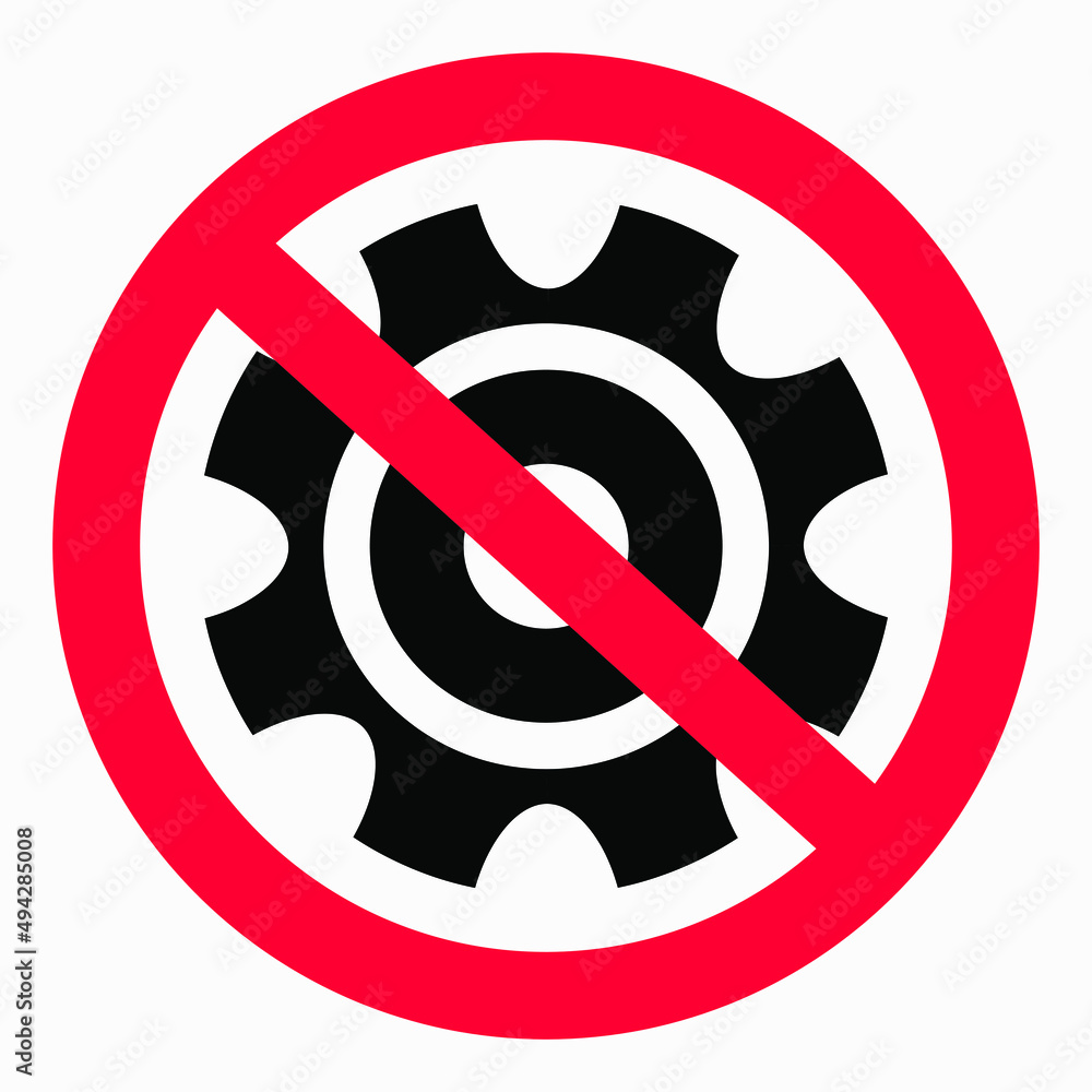 Poster do not repair. no settings. icon prohibition gear. shopping cart isolated minimal single flat linear