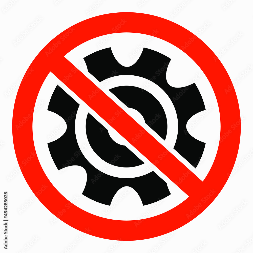 Poster do not repair. no settings. icon prohibition gear. shopping cart isolated minimal single flat linear