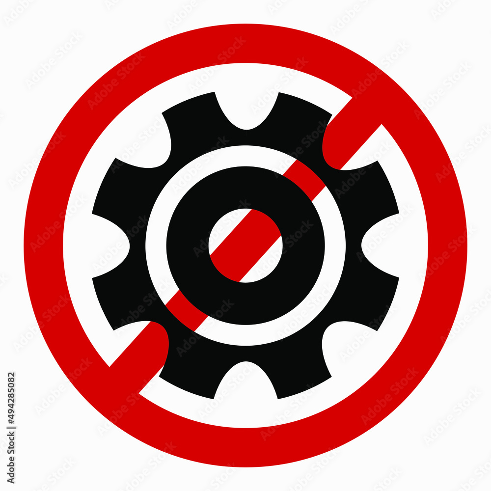 Poster do not repair. no settings. icon prohibition gear. shopping cart isolated minimal single flat linear