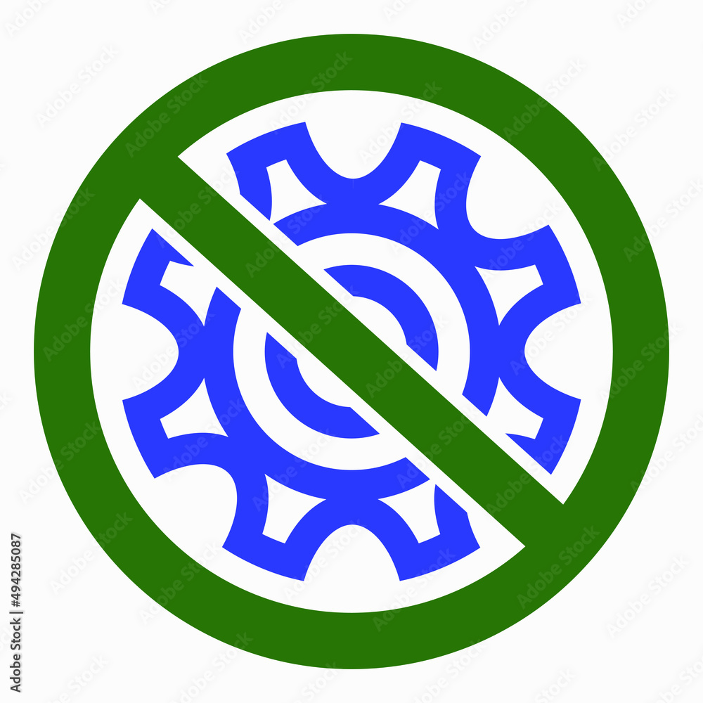 Poster do not repair. no settings. icon prohibition gear. shopping cart isolated minimal single flat linear