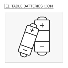  Energy line icon. Big and small power generators. Battery concept. Isolated vector illustration. Editable stroke