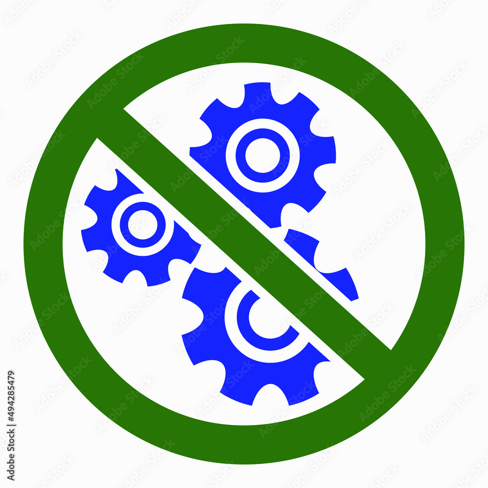 Poster do not repair. no settings. icon prohibition gear. shopping cart isolated minimal single flat linear