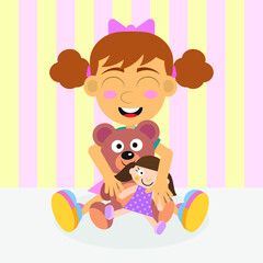 Cute  girl's bear and baby toys