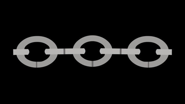 Loop animation of chain breaking, on a transparent background