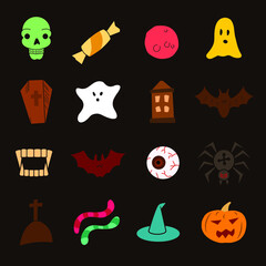 Halloween background for holiday pattern. Child's drawing of a Halloween pumpkin. Pattern from children's drawings.