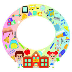 Cute students, school and school objects