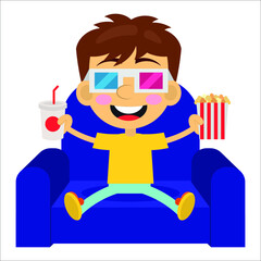 Cute kid watching movies at the movies