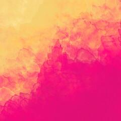Colorful background in yellow-pink and yellow-lilac and red colors, colorful painted background texture in abstract sunset or sunrise sky, illustration with watercolor paint blots	