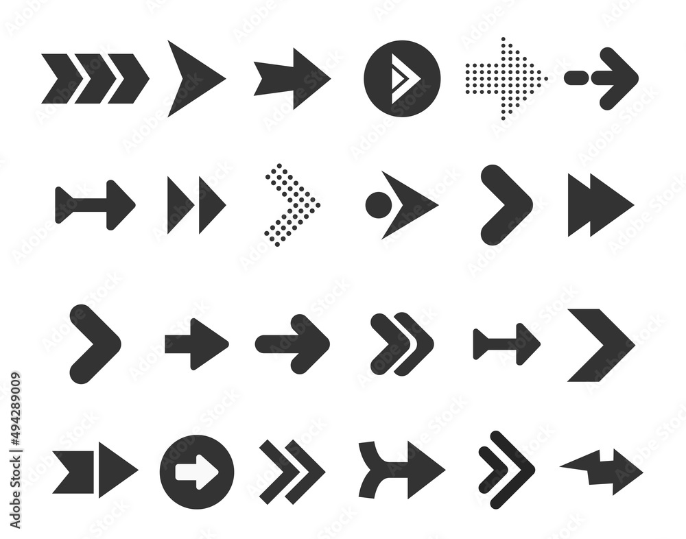 Poster arrows big black set icons. arrow icon. arrow vector collection. arrow. cursor. modern simple arrows