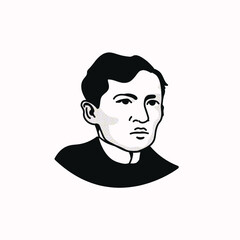 Jose Rizal Line Art Illustration Portrait
