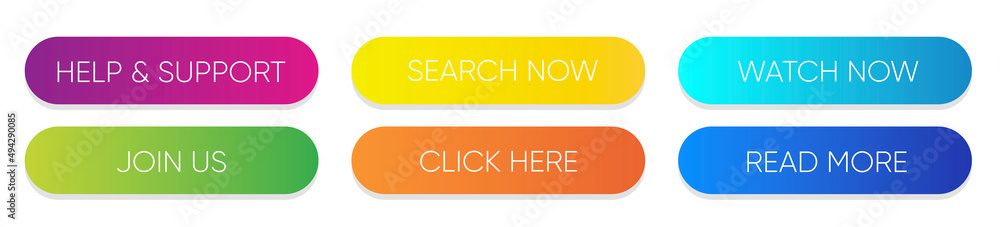 Poster set of multi-colored buttons using the gradient for websites and social pages.