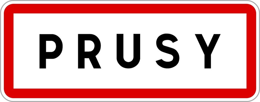 Panneau entr&eacute;e ville agglom&eacute;ration Prusy / Town entrance sign Prusy
