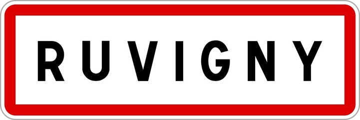 Panneau entrée ville agglomération Ruvigny / Town entrance sign Ruvigny