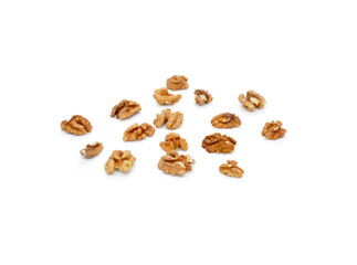 peeled walnuts on a white background