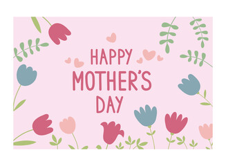 Happy Mother's day. Cute greeting card with tulips. Vector illustration.