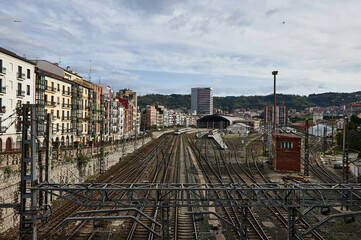 Fototapeta premium General view of the Indalecio Prieto Station in Bilbao from San Francisco street