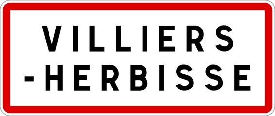 Panneau entrée ville agglomération Villiers-Herbisse / Town entrance sign Villiers-Herbisse