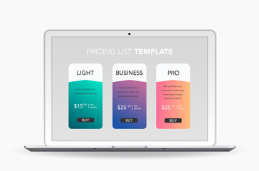 Infographic template with laptop. Business step options, banner, web design.