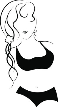 Woman in the swimwear stock image. Swimsuit vector outlines.