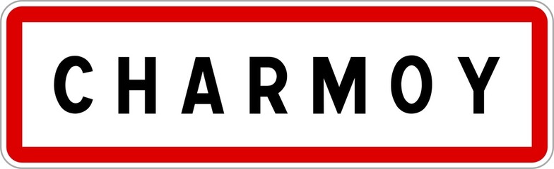 Panneau entrée ville agglomération Charmoy / Town entrance sign Charmoy