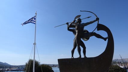 Memorial to the fighters at the Battle of Salamis located near Kynosoura area, Salamina island,...
