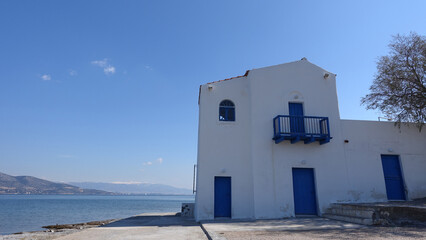 Greek poet Angelos Sikelianos and his summer house at island of Salamina, Saronic Gulf, Greece.