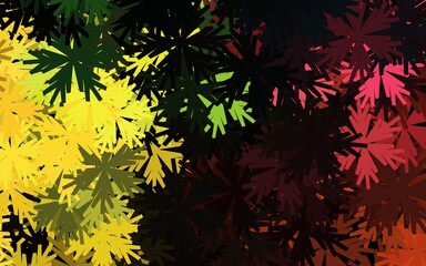 Dark Green, Red vector doodle pattern with flowers.