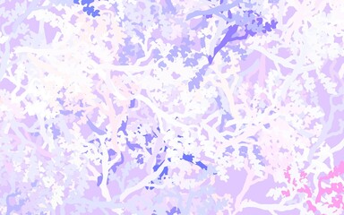 Light Blue, Red vector doodle pattern with leaves, branches.